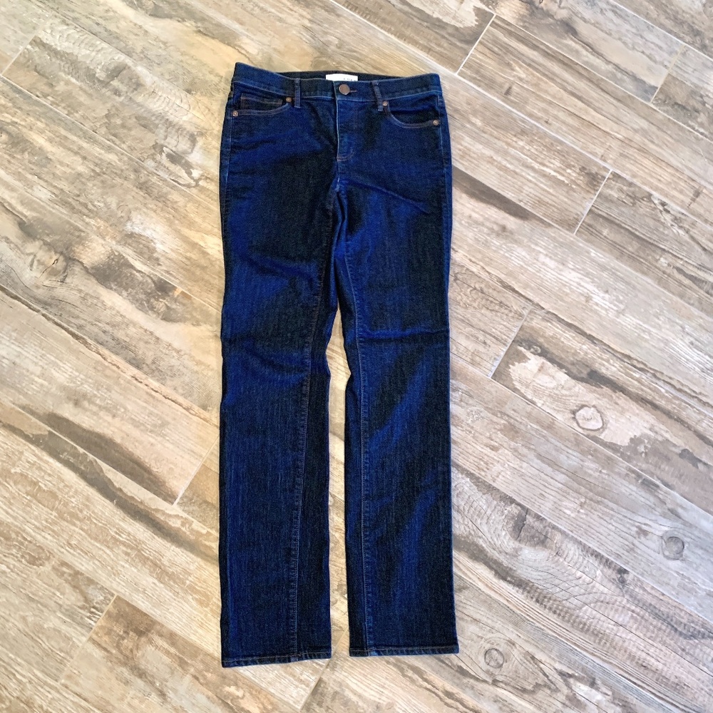 LOFT Modern Straight Leg Dark Wash Jeans 27/4 - Picture 2 of 6